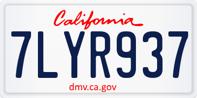 CA license plate 7LYR937