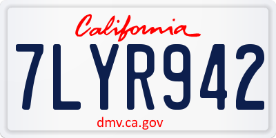 CA license plate 7LYR942