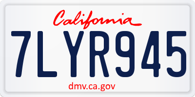CA license plate 7LYR945