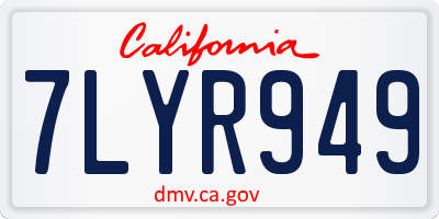 CA license plate 7LYR949
