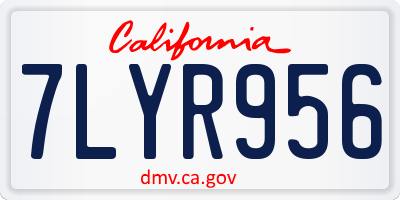 CA license plate 7LYR956