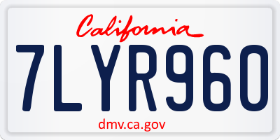 CA license plate 7LYR960