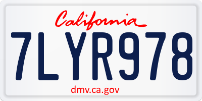 CA license plate 7LYR978