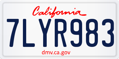 CA license plate 7LYR983