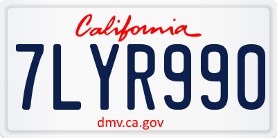 CA license plate 7LYR990