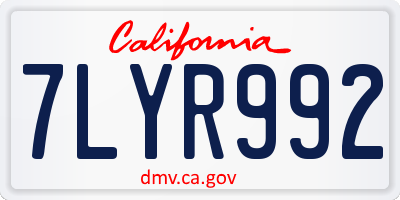 CA license plate 7LYR992