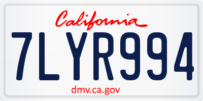 CA license plate 7LYR994
