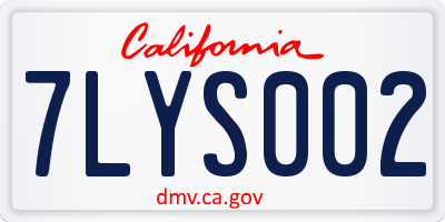 CA license plate 7LYS002