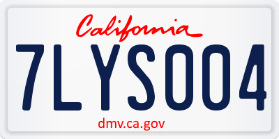 CA license plate 7LYS004