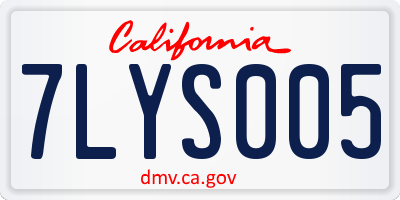 CA license plate 7LYS005