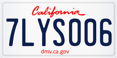 CA license plate 7LYS006