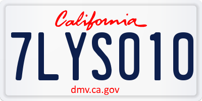 CA license plate 7LYS010