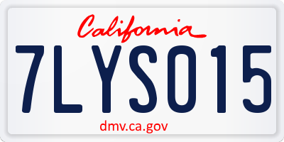 CA license plate 7LYS015