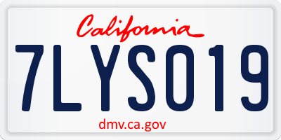 CA license plate 7LYS019