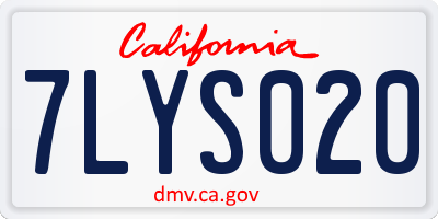 CA license plate 7LYS020