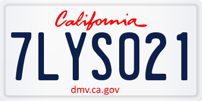 CA license plate 7LYS021