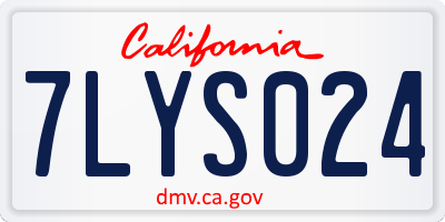 CA license plate 7LYS024