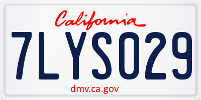 CA license plate 7LYS029