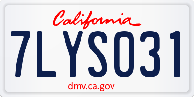 CA license plate 7LYS031