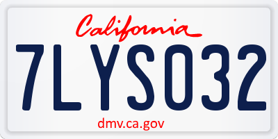 CA license plate 7LYS032