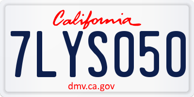 CA license plate 7LYS050