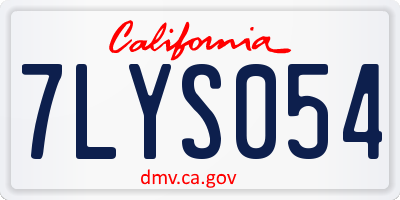 CA license plate 7LYS054