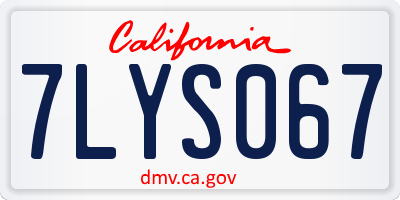 CA license plate 7LYS067