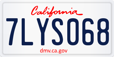 CA license plate 7LYS068