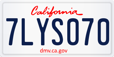 CA license plate 7LYS070