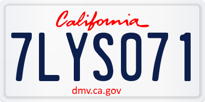 CA license plate 7LYS071