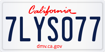 CA license plate 7LYS077