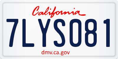 CA license plate 7LYS081
