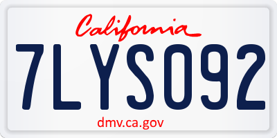 CA license plate 7LYS092