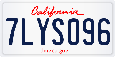 CA license plate 7LYS096