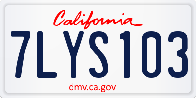 CA license plate 7LYS103