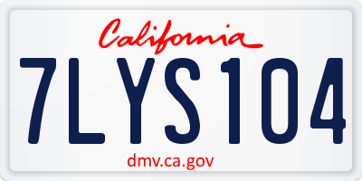 CA license plate 7LYS104