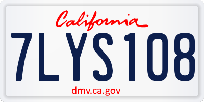 CA license plate 7LYS108