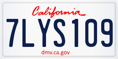 CA license plate 7LYS109