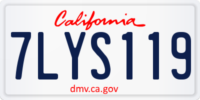 CA license plate 7LYS119