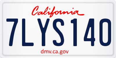 CA license plate 7LYS140
