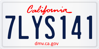 CA license plate 7LYS141