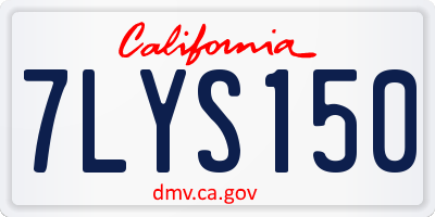 CA license plate 7LYS150