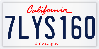 CA license plate 7LYS160