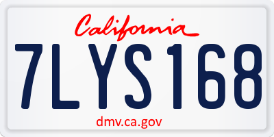 CA license plate 7LYS168
