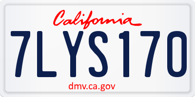 CA license plate 7LYS170