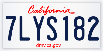 CA license plate 7LYS182