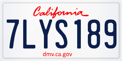 CA license plate 7LYS189