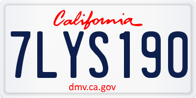 CA license plate 7LYS190