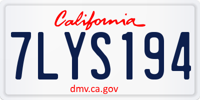 CA license plate 7LYS194