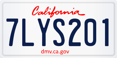 CA license plate 7LYS201